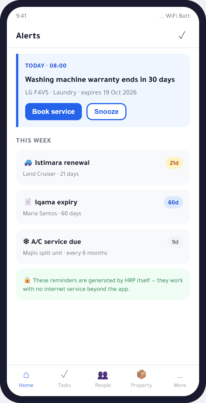 One alert list for people and things alike